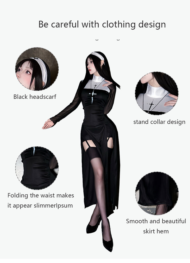 زي راهبة مثير للكبار لعيد الها - مراجعة Anime Cosplay Nun وسعره