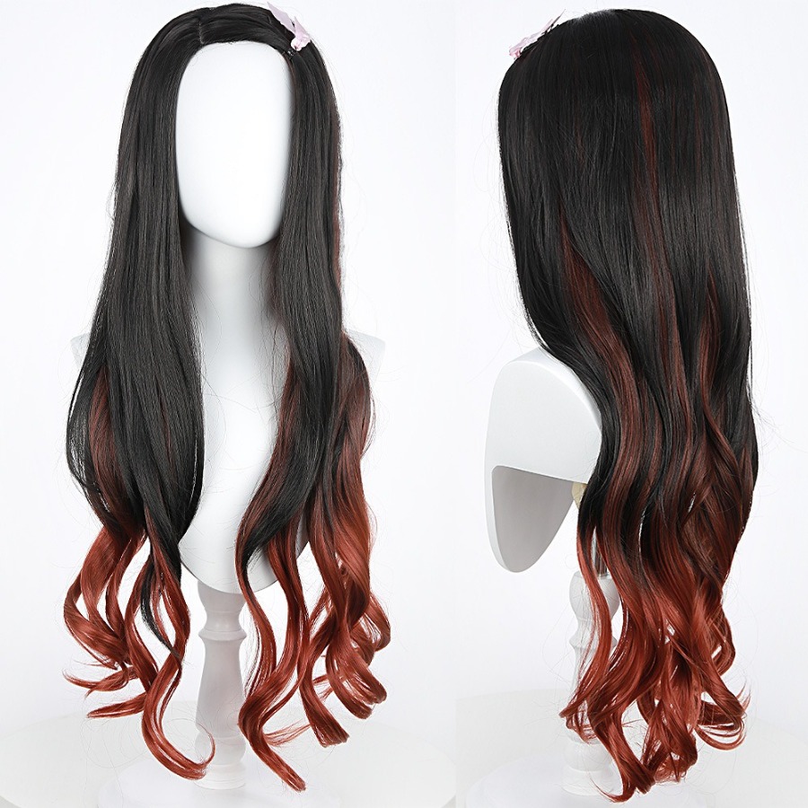 باروكة تنكرية سوداء برتقالية م - مراجعة Anime Cosplay Girl With Black Hair وسعره