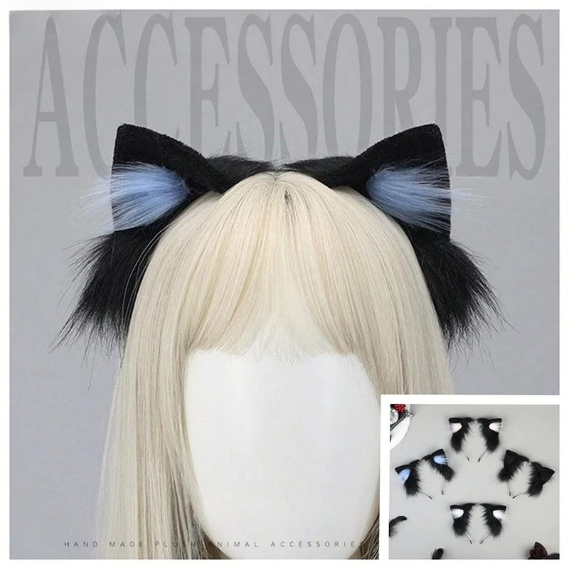 1 قطعة عصابة رأس على شكل آذان  - مراجعة Anime Cosplay Girl With Black Hair وسعره