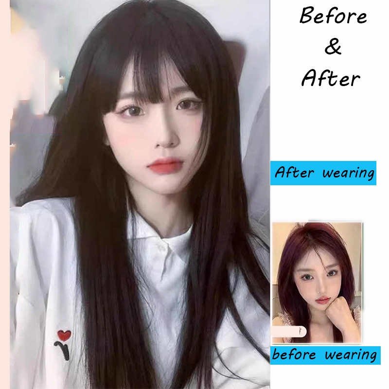 باروكة شعر صناعي كوري أسود طوي - مراجعة Anime Cosplay Girl With Black Hair وسعره