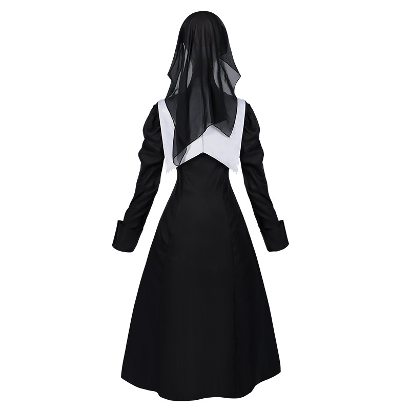فستان نسائي أوروبي وأمريكي مطو - مراجعة Anime Cosplay Nun وسعره