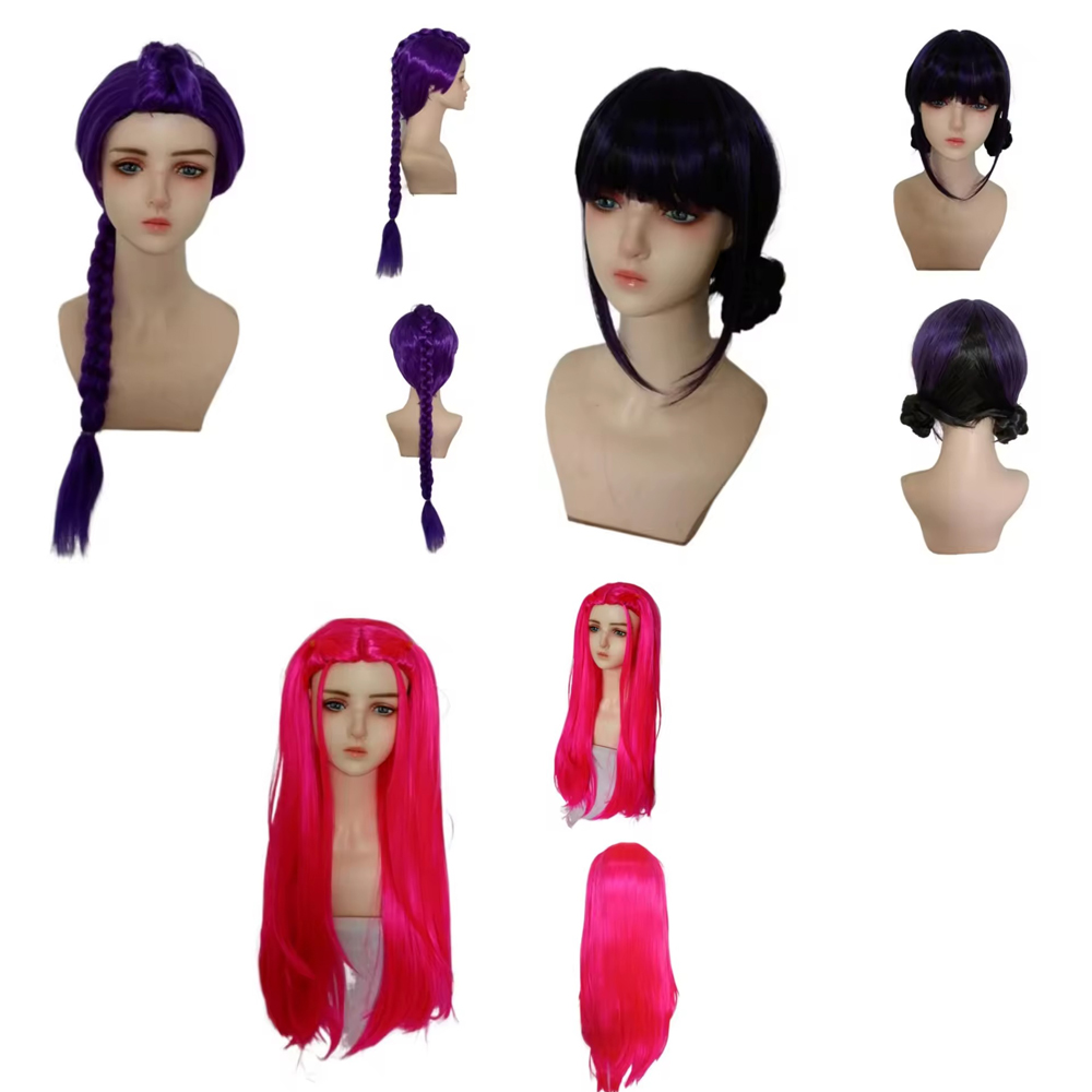 شعر مستعار طويل بنفسجي للتسريح - مراجعة Anime Cosplay Girl With Black Hair وسعره