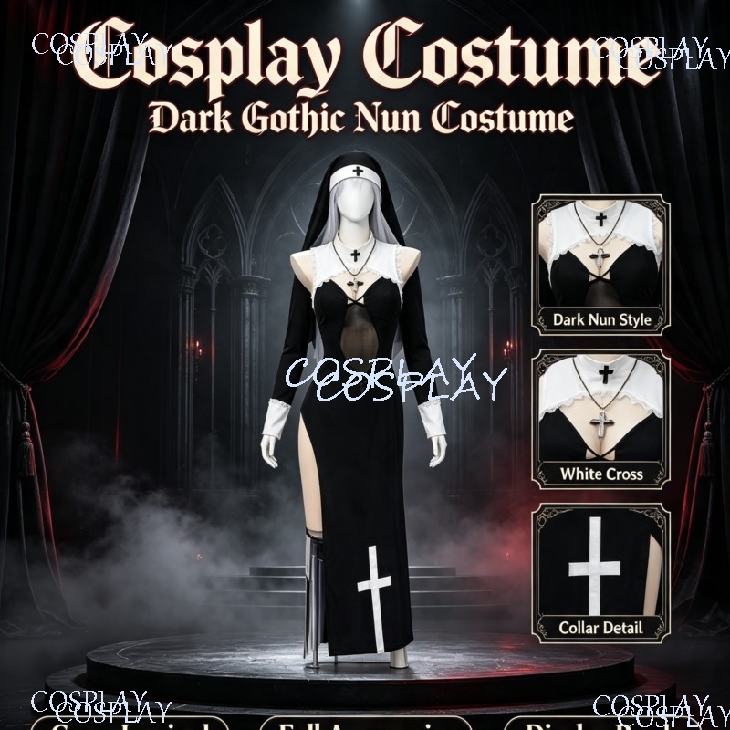 زي موحد بفتحة جانبية عالية لحف - مراجعة Anime Cosplay Nun وسعره