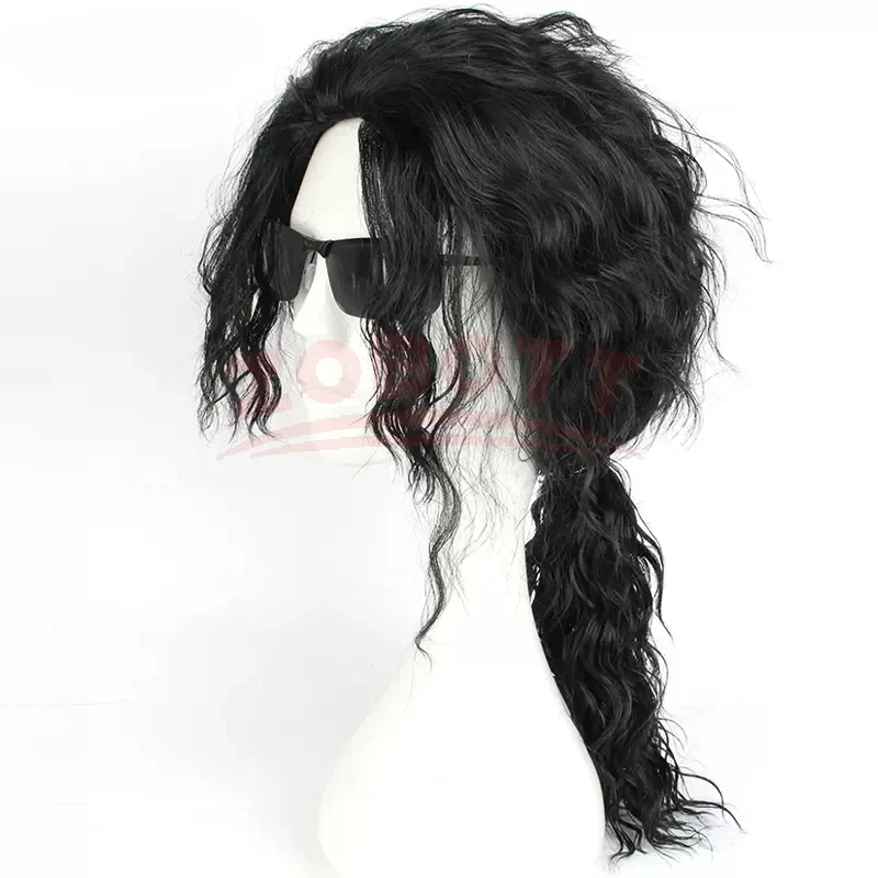 باروكة شعر سوداء مجعدة متوسطة  - مراجعة Cosplay Anime Black Hair وسعره