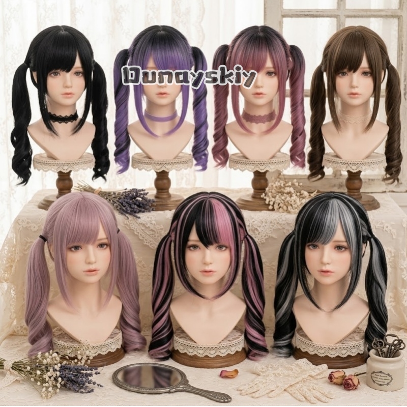 شعر مستعار صناعي متدرج من الور - مراجعة Cosplay Anime Black Hair وسعره